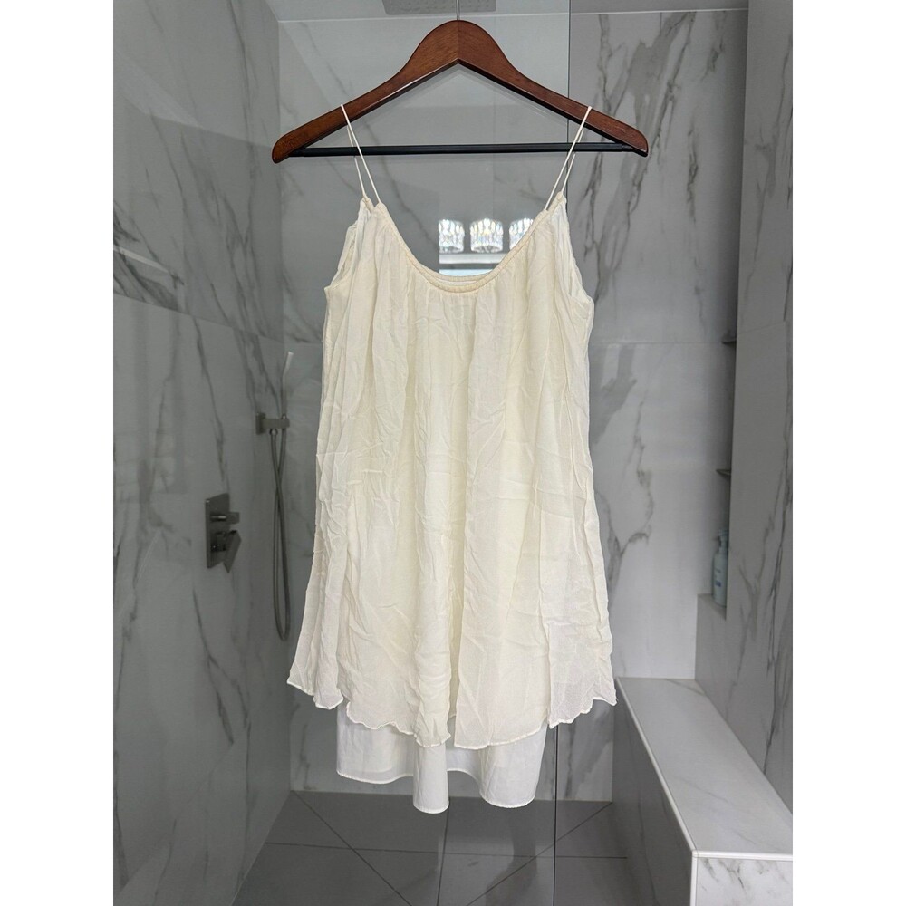 Elizabeth & James Whimsical Layered Silk Mini Dress White/Ivory Small